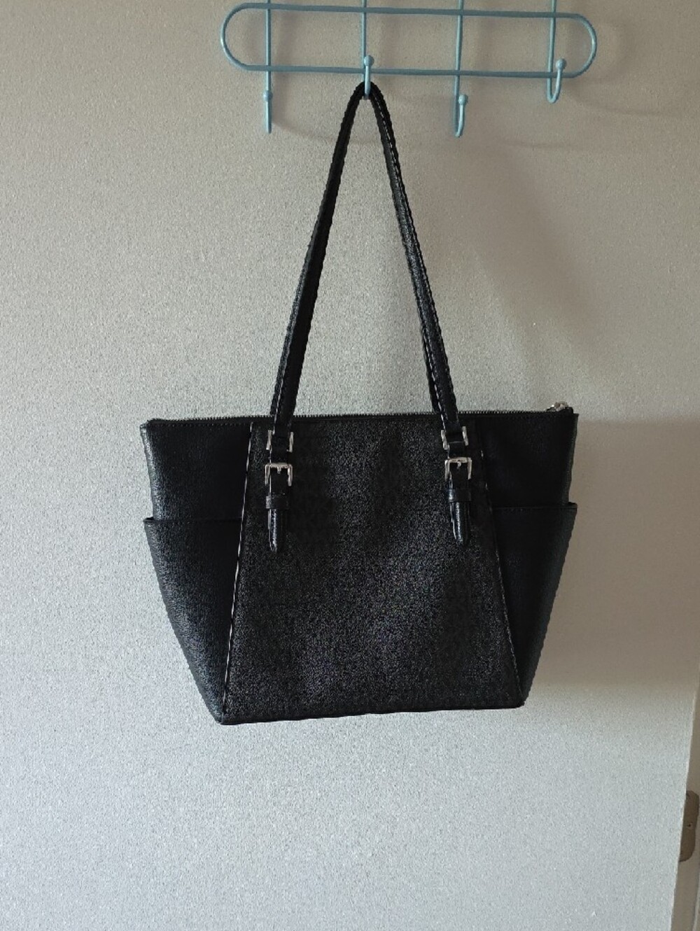 Michael Kors Black Logo Tote with MK Charm - Picture 5 of 7